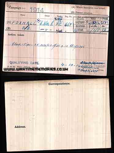 Ernest Bert Foxall Service Card